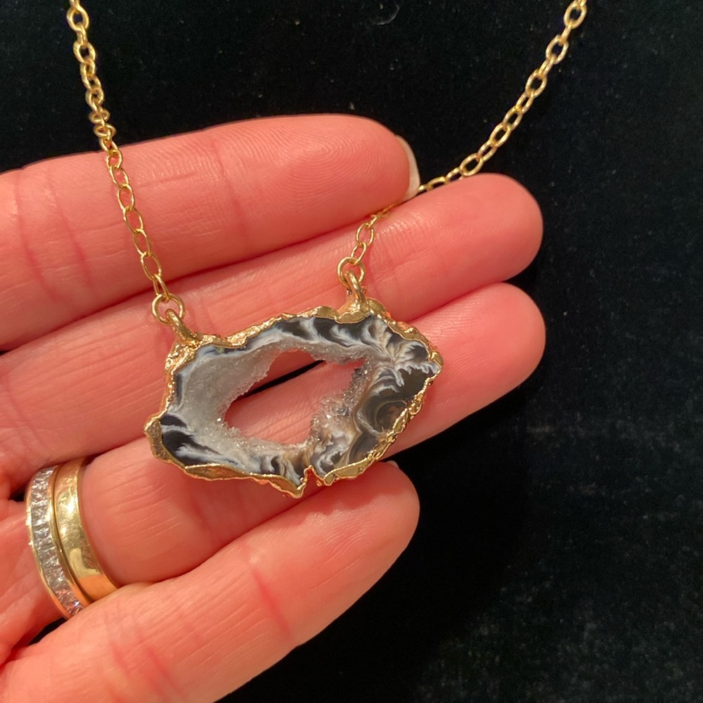 Gold Dipped Geode Slice Necklaces